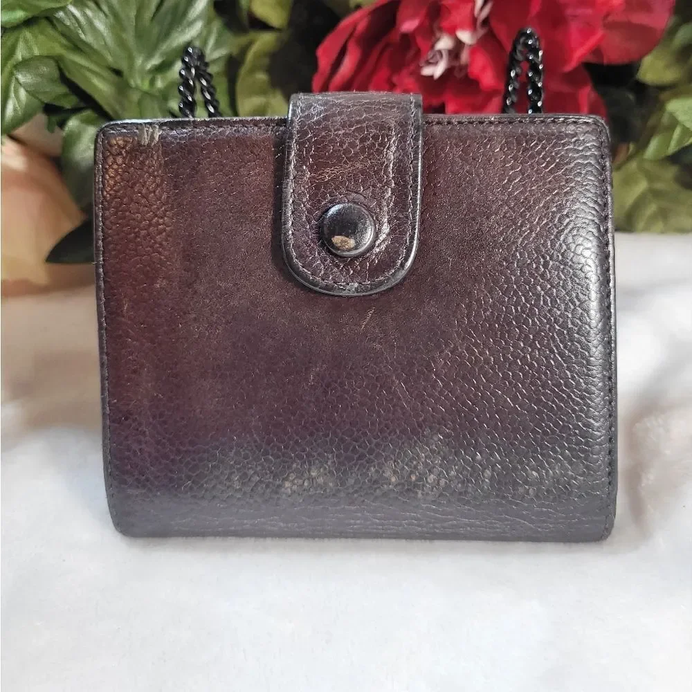 Authentic Chanel Caviar Leather Compact Wallet